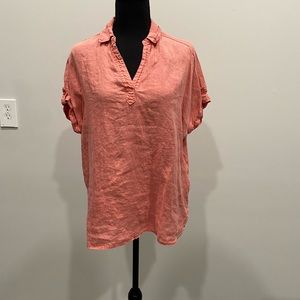 100% Linen Coral shirt Size Small